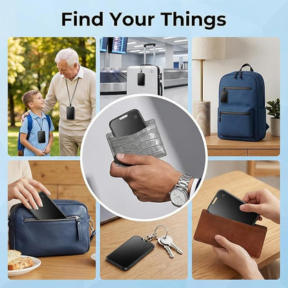 2 Pack Wallet Tracker [Apple MFi Certified] Work with Find My(iOS Only)Rechargeable Ultra Thin Tracking Card Waterproof Smart Air Bluetooth Card Tag Key Finder Item Locator for Passports Purse Luggage