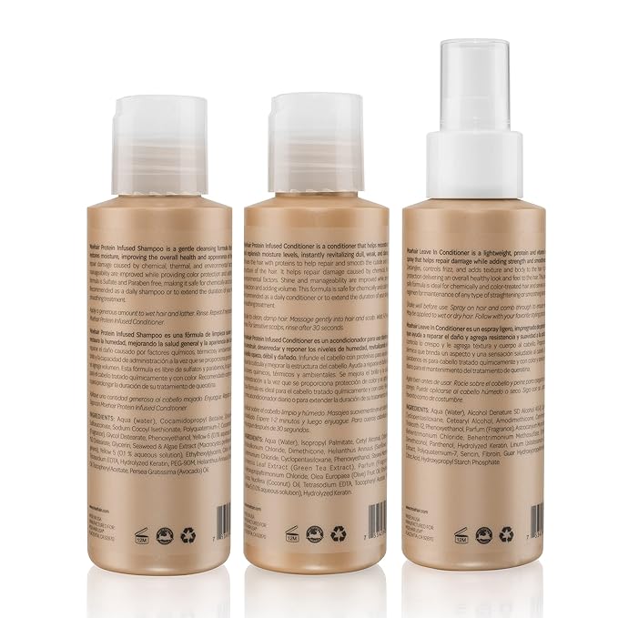 MOEHAIR Hair Strengthening Travel Pack: Shampoo , Conditioner , and Leave-in Conditioner (3.4 Fl Oz Each)