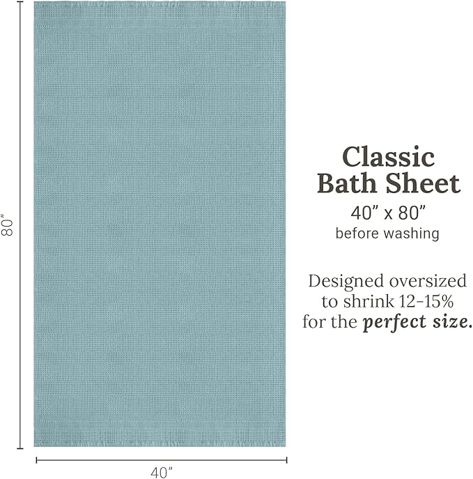 GILDEN TREE Waffle Bath Sheet Large Bath Towels Quick Dry Thin Body Towels, 40x80 Oversized Bath Towels for Adults, 2 Pack Bath Sheet Set, Classic Style (Seafoam)