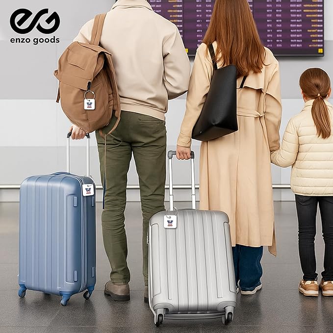 USA Initial Luggage Tag | 6 Pack | Personalized Luggage Tags for Suitcases | Choose Monogram Letter | Custom Fonts & Colors | Choose Tag Color