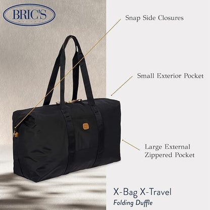 Bric's X-Bag/X-Travel 2.0 Overnight Weekender Folding Duffel Bag - 22" Carry On Bag - Black