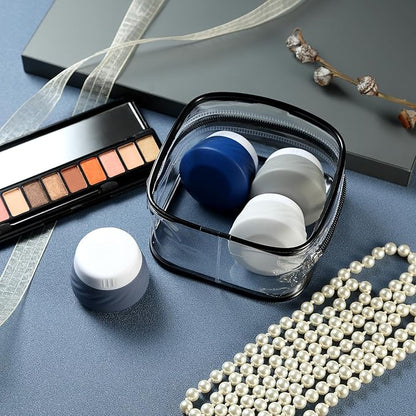 Gemice Travel Containers for Toiletries, Silicone Cream Jars TSA Approved Travel Size Containers with Clear Bag, Leak-proof Travel Accessories with Lid for Cosmetic Face Body Hand Cream (4 Pack)