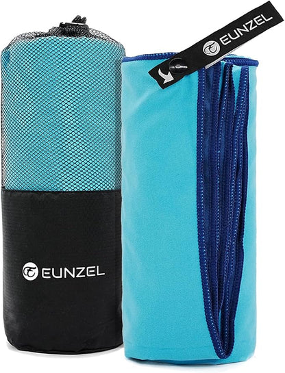 Eunzel Quick Dry Camping Towel, Microfiber Travel Towel Super Absorbent Fast Drying Towel for Camping, Beach, Gym, Backpacking, Yoga & Swimming(30" x 60", Navy/Cyan)