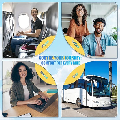 Airplane Foot Hammock, No Collapse Foot Rest for Plane Travel with Extended Adjustment Strap, Portable Desk Foot Hammock with Thickened Foam, Foot Sling Travel Essentials to Relax Your Feet(Black 2PC)