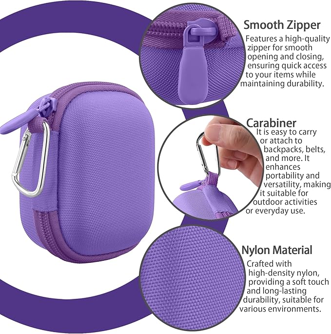 co2CREA Hard Case for Beats Powerbeats Pro 2 with Carabiner Clip, Shockproof Earbuds Storage Box – Protective Travel Cover for Powerbeats Pro 2 Wireless Bluetooth Earbuds (Hyper Purple Case)