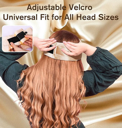 LC-dolida Luxurious Silk Soft Sleep Mask, Sleep Headphones with Bluetooth 5.4 for Side Sleeper, Total Blackout Eye Sleeping Mask for Women and Men, Ideal Gift for Restful Sleep, Travel(Champagne)