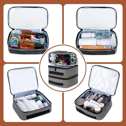 BAFASO Large Travel Toiletry Bag with 4 Removable Pouches, Multifunctional Makeup Bag Hair Bag for Toiletry and Makeup Supplies, Gray