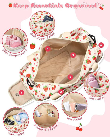 Stocking Stuffers for Teen Girls Preteen Kids, Initial Duffle Bag for Girls, Girl Gym Bag with Shoe Compartment, Kid Personalized Weekender Ballet Bags, Birthday Gift for Daughter Niece Sister