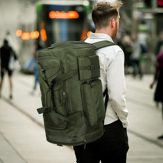 Lyweem Large Duffle Bag Backpack for Travel, 70L Heavy Duty Gym Duffel Bag with Shoes Compartment for Men & Women, Weekender Overnight Sports Backpack for Traveling