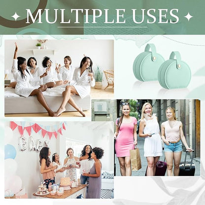 Weysat 12 Pack Jewelry Case Mini Leather Bridesmaid Travel Jewelry Gift Box Bulk Small Earring Storage Organizer (Light Green)