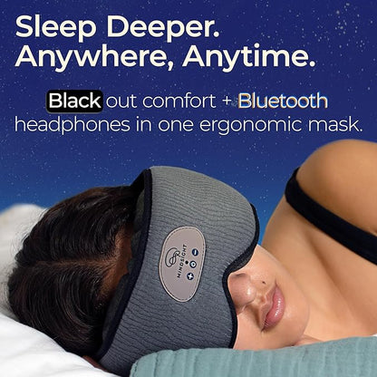 Mindsight DriftBand Sleep Mask with Bluetooth Headphones | Blackout Eye Mask with Memory Foam | Breathable Plush Fabric | Ultra-Thin Adjustable Speakers | Built for Sleep & Travel | Spot Clean Only
