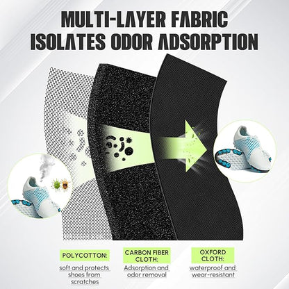 Leinuosen 2 Pcs Smell Proof Shoe Cleat Bag for Travel Water Resistant Odor Absorbing Lightweight Golf Soccer Shoe Storage Organizer Pouch with Zipper for Gym Sports Work Men Women (Black)