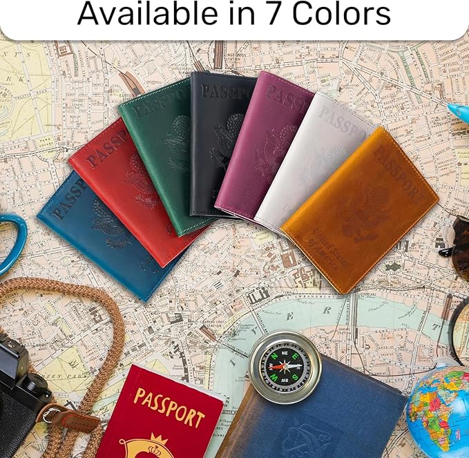 HIFA Personalized Leather Passport Holder, Custom Passport Holder, Handmade Passport Cover with Card and Ticket Slot - Genuine Leather, Elegant Design, Easy Access - Passport Case, Passport Wallet