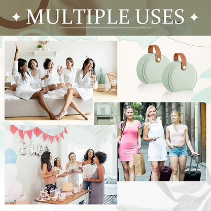 Weysat 12 Pack Travel Jewelry Case Mini Leather Bridesmaid Jewelry Gift Box Bulk, Half Moon Design, Detachable Handle, Small Earring Storage Organizer for Women Girls Bridesmaid Proposal Gifts(Green)