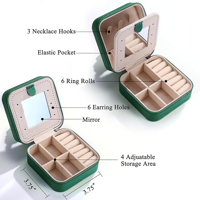 Parima Teacher Appreciation Gifts for Women, Travel Jewelry Case for Women Teacher Gifts | Travel Gifts for Teacher | Travel Essentials Small Jewelry Box | Jewelry Travel Organizer - Letter Z, Green