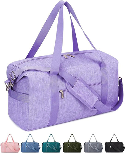 Narwey Women's Overnight Travel Duffel Bag - Spirit Airlines Personal Item, 18x14x8 Inches, Underseat with Wet Pocket, Purple