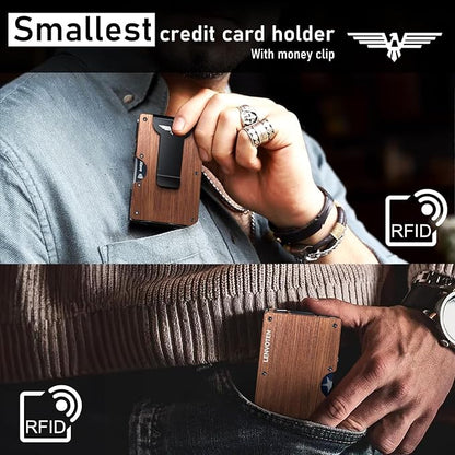 Minimalist Wallet for Men, Metal Wallet with Money Clip, Slim Compact Wallet, RFID Blocking Card Holder, Metal Aluminum Credit Card Holder, Holds up to 20 Cards