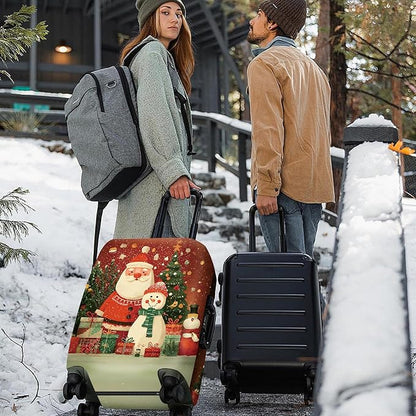 FOREVER QUEEN Snowman Luggage Cover Suitcase Protector Suitcase Cover Anti-Scratch,Stretchable Bag Cover Washable Durable Polyester