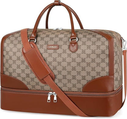 Weekender Bag for Women, Travel Duffel Bag Carry On Overnight Bag with Shoe Compartment Large Nylon Travel Weekend Tote Bag