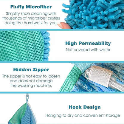 Shoe Washing Machine Bag - 2Pcs Reusable Shoe Laundry Bag for Washing Machine & Dryer Shoe Washing Bag for Sneakers, Tennis Shoes & Stain Removal (Blue)