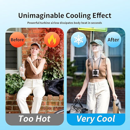 Socool 10000mAh Portable Waist Fan Clip on Wearable Belt Personal Fan Rechargeable Battery operated With 5 Speeds & Flashlight Neck Hands-Free 40H Cooling For Outdoor Camping Travel (Pink）