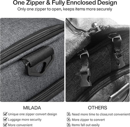 MILADA Convertible 2-in-1 Garment Duffel Weekender Bag Carry On Garment Bags for Travel Hanging Clothes Suit Bag Foldable Personal Item Business Overnight Bag with Shoe Compartment, Dark Grey