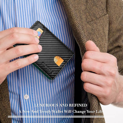 RUNBOX Wallet for Men Slim Rfid Leather 2 ID Window With Gift Box