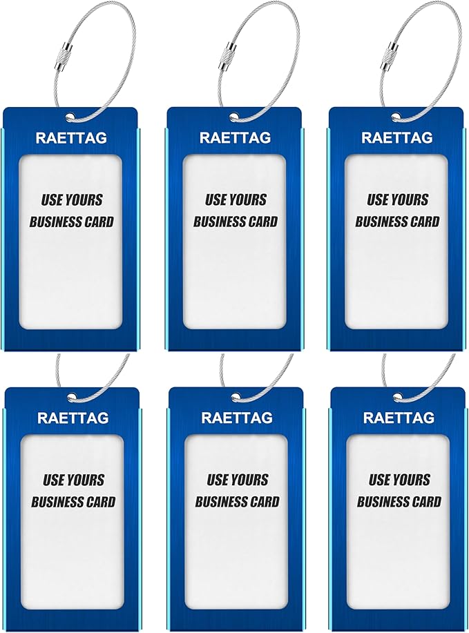 Luggage Tags Metal Suitcase Tags Travel Bag ID Identifier Luggage Tag (Blue 6-Pack)