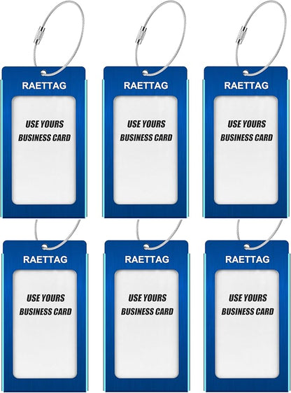 Luggage Tags Metal Suitcase Tags Travel Bag ID Identifier Luggage Tag (Blue 6-Pack)