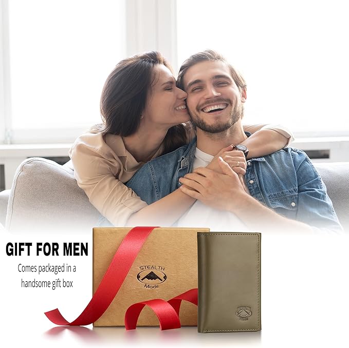 Stealth Mode Leather Trifold RFID Wallet For Men With Flip Out ID Holder (Camo)