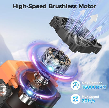 COMLIFE Portable Mini Waist Fan - Rechargeable Clip on Belt Wearable Body Fan, Max 20H Cooling, 5 Speeds 16000RPM Turbo Hands-Free Under-Shirt Neck Fan for Outdoor Jobsite Camping Traveling