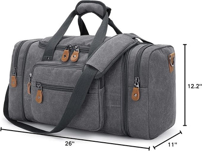 Gonex Canvas Duffle Bag for Travel, 60L Duffel Overnight Weekend Bag (Gray)