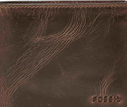 Fossil Men's Derrick Leather RFID-Blocking Bifold Passcase with Removable Card Case Wallet