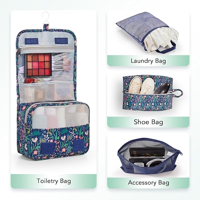 10 Set Compression Packing Cubes for Travel Essentials,Compressible Expandable Packing Cubes for Suitcase,OlarHike Luggage Organizer Bags,Handy Helper for Organizing Clothes(Dark Blue Floral)