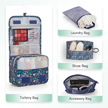 10 Set Compression Packing Cubes for Travel Essentials,Compressible Expandable Packing Cubes for Suitcase,OlarHike Luggage Organizer Bags,Handy Helper for Organizing Clothes(Dark Blue Floral)