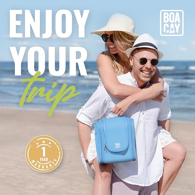 BOACAY Hanging Travel Toiletry Bag for Women and Men, Makeup Bag, Bathroom & Shower Organizer Kit for Accessories, Cosmetics, Travel Essentials