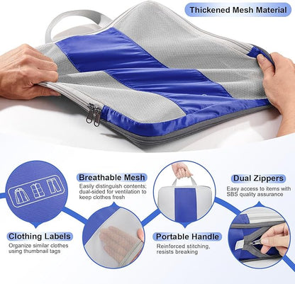 10 Set Compression Packing Cubes for Travel Essentials,Compressible Expandable Packing Cubes for Suitcase,OlarHike Luggage Organizer Bags for Travel,Handy Helper for Organizing Clothes(Klein Blue)