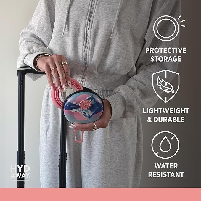 HYDAWAY Travel Case for Collapsible Bottles, Bowls & Cups - Protective Storage with Carabiner Clip - Durable, Water-Resistant, TSA-Friendly