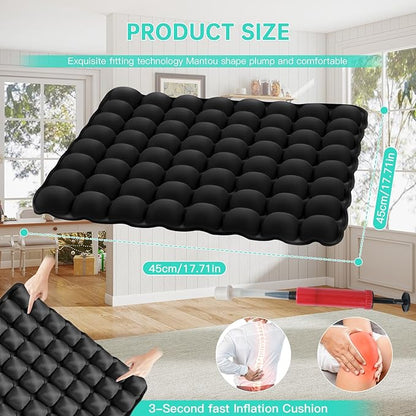 Nasheed Inflatable Airplane Seat Cushion for Travel, Suitable, Portable Inflatable 3D Air Cell Seat Cushions for Airplanes, Office Chairs, Wheelchairs, Cars, Stadiums