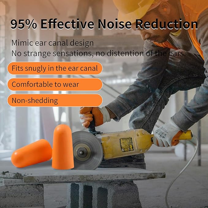 500 Pairs Foam Ear Plugs Bulk,38dB(NRR 33dB) Noise Reduction,Quality Soft Disposable Refill Earplugs,for Shooting, Work & Construction Site