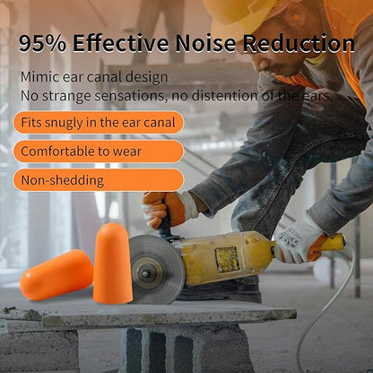 500 Pairs Foam Ear Plugs Bulk,38dB(NRR 33dB) Noise Reduction,Quality Soft Disposable Refill Earplugs,for Shooting, Work & Construction Site