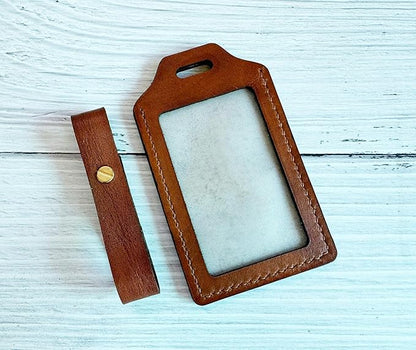 Mayan Corner - Handcrafted Brown Leather Luggage Tag with Adventure Quote, Decorative Stitching