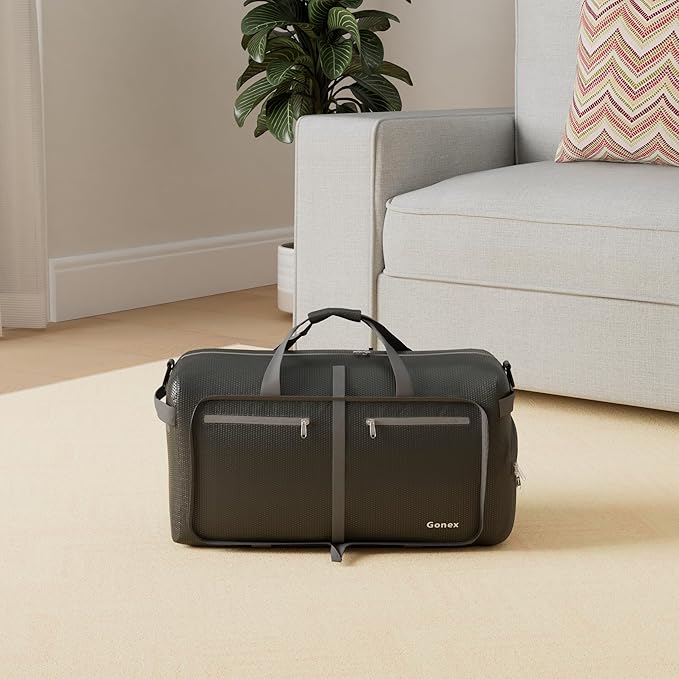 Gonex 40L 60L 80L 100L 150L Large Foldable Travel Duffle Bag with Shoes Compartment, Packable Lightweight Water Repellent Duffel Bag for Camping Gym Weekender Bag