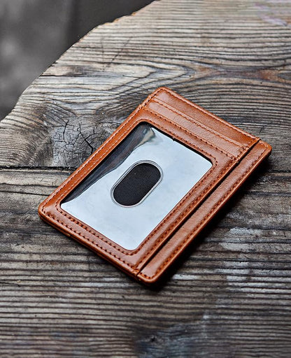 Buffway Slim Minimalist Front Pocket RFID Blocking Leather Wallets for Men and Women - Alaska Brown