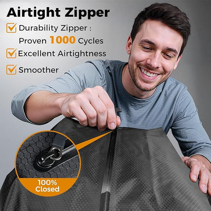 HONKID Vacuum Bags for Travel with Wireless Pump (2PC) - IP67 Waterproof Reusable Vacuum Compression Travel Bags for Luggage & Suitcases, Space Saver for Clothes & Travel Clothing