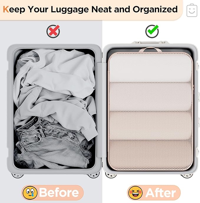 Veken 2/6/9/11 Set Compression Packing Cubes for Travel Essentials,Compressible Expandable Large Luggage Suitcase Organizer Bags for Clothing,Durable Space Saver Storage Bags(Beige)