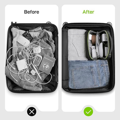 EPICKA Electronics Organizer Travel Case - Cable Organizer Bag for Travel Accessories, Tech Pouch for Cords, Charger, Adapter, Cables, Power Bank, Waterproof Storage Bag with Luggage Strap, Black