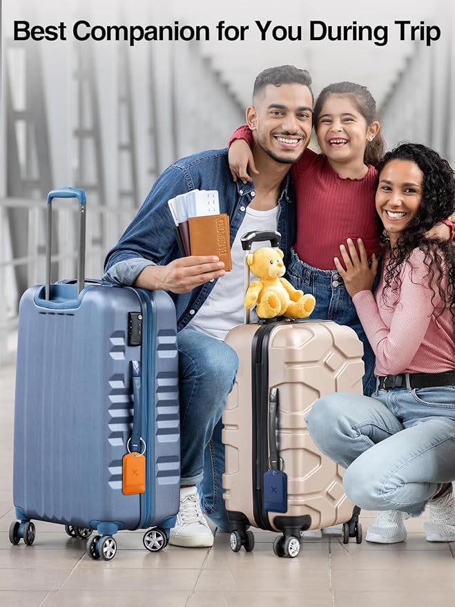 TopMade Smart Luggage Tag with Find My, Premium Leather Luggage Tags for Suitcase, Travel Bags, Backpacks, Anti-Lost Suitcase Tag Tracker for Travel with Privacy Name Card, Rechargeable