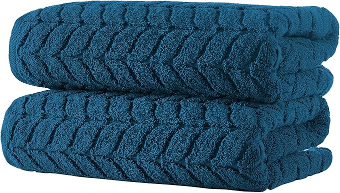 Turkish Cotton Ultra-Soft Plush Absorbent Quick Dry Bathroom Towel Set, Made in Turkey (PetrolBlue, 2 pcs Bath Towel Set)