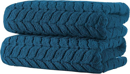 Turkish Cotton Ultra-Soft Plush Absorbent Quick Dry Bathroom Towel Set, Made in Turkey (PetrolBlue, 2 pcs Bath Towel Set)